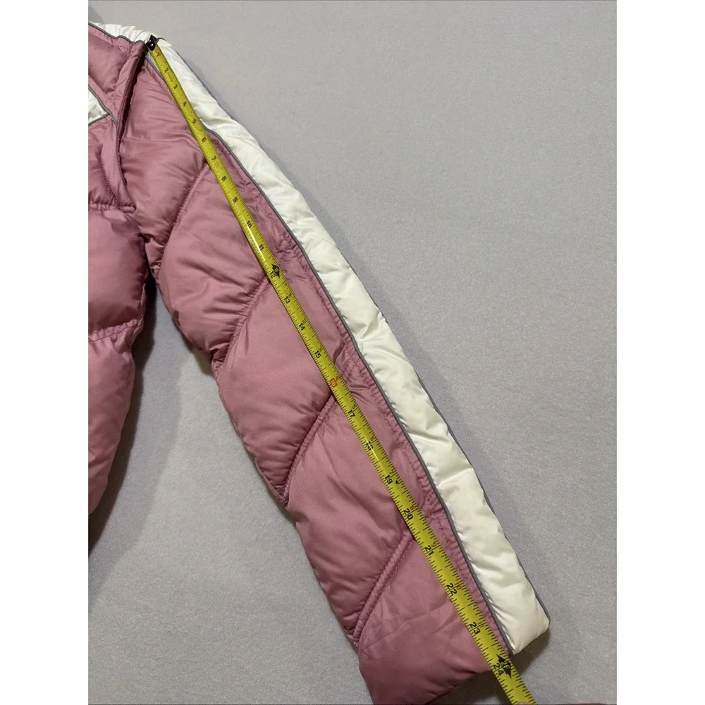 Tommy Jeans Y2K Puffer Jacket‎ Women Sz M Pink White Stripe Removable Sleeve Vtg